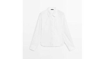 Women's casual versatile style pure cotton poplin loose long sleeved shirt