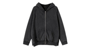 Custom Logo High Quality Cotton Wash Distressed Split Zip Hoodie For Men1