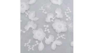 New design soft touch poly chiffon yoryu 3D flower embroidery fabric1