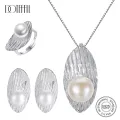 DOTEFFIL New Women Pearl Jewelry Set Ring/Earring/Necklace 925 Silver Natural Freshwater Pearl Jewelry For Women Christmas Gifts