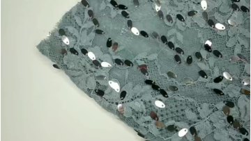 Grey Fabric Lace Flower Sequin Lace 3d Embroidery Fabric  For Sale1
