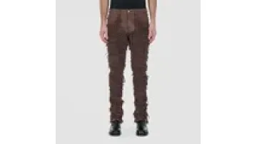 Custom High Quality Destroy Acid Wash Raw Rdge Distressed Ripped Skinny Flare Stacked Men's Jeans1