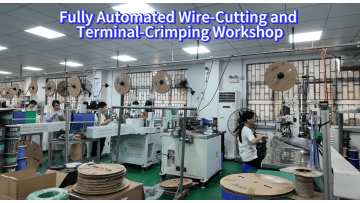 Automatic Cable Stripping & Terminal Crimping Workshop Footage