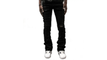 Customized Men Ripped Skinny Black Baggy Stacked Jeans Washed Denim Pants for Men1