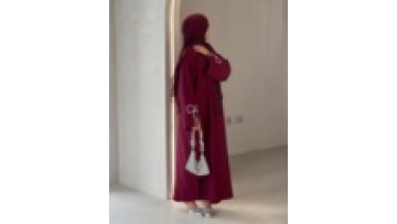 Exclusive Middle East Muslim Loose Dress Dubai Women's Fashion Robe with Hot-fix Rhinestones Bowknot Islamic Abaya for Ramadan1