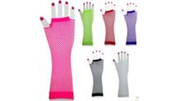 Ladies Long Neon Party Long fingerless Mesh Fishnet Adult colorful Gloves1