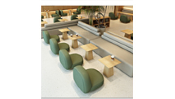 Low price commercial furniture coffee shop I shape wood and leather sectional restaurant  booth bench sofa1