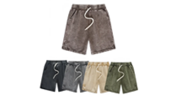 Custom High Street Wear Vintage Washed Fade Color Patch Embroidery Print Men Shorts Summer Cotton Shorts1