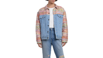 New 2022 Designer Slim Fit Jean Jackets Color Block Pink Denim Jacket Men1