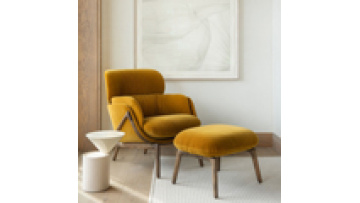 Cheap wholesale modern simple minimalist  velvet comfort fabric leisure reclining wooden lounge living room   chair1