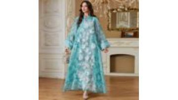 Elegant Embroidered Sequin Modest Women's Robe Dress Breathable Abaya Middle East Style Fashionable Ladies' Muslim Clothing1