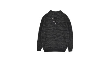 Men's Knitted Henley Button Neck Rib Textured Pullover