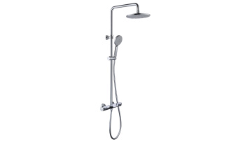 Chrome Thermostatic Mixer Shower Dual Handle Shower Valve Spout Contemporary Exposed Shower Faucet System Modern with Water Fall1