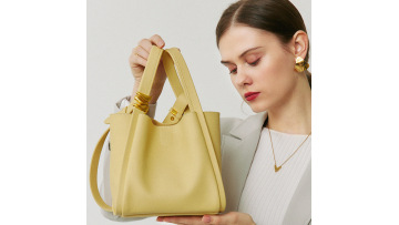 cowhide leather bucket handbag