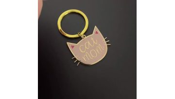 Metal custom logo cat keychain 