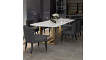 Modern Luxury Golden Stainless Steel Dining Table With Marble Top For Dining Room Furniture Dining Table Set1