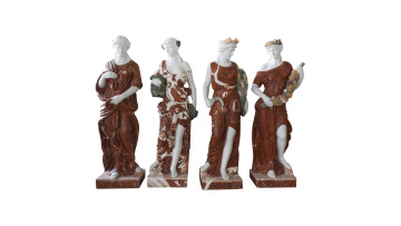 Hand Carved Marble Maidens Red and White Classic