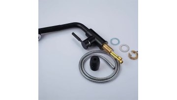 Contemporary Black Brass Kitchen Faucet with Chrome Single Lever and Sprayer1