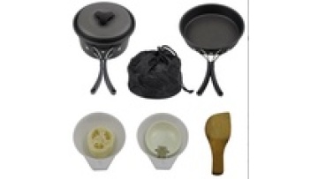 Cross-border Hot Outdoor Pot Set 1-2 People Camping Pot Set Alumina Pot Portable Picnic Camping Cookware1