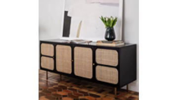 On sale nordic style modern designs natural  sideboard display storage living room wood  kitchen rattan cabinet1