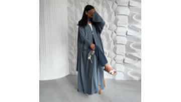2025 EID New Abaya Dubai Islamic Clothing Women Modest Dresses Satin Solid Color Open Abaya Elegant Modest Abaya Cardigan1