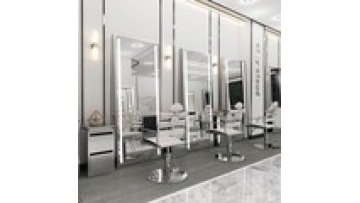 Barber shop Free sample Single double-sided Explosion proof lenses floor hairdressing  beauty salon led makeup mirror1