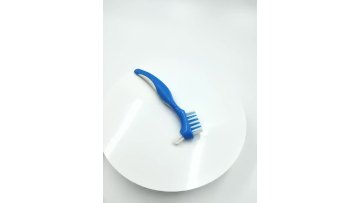 Long handle Plastic OEM colorful double head hard nylon bristle denture brush1