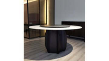 Walnut Stainless Steel Solid Surface Composite Marble Top Dining Table1