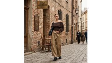 Relaxed Cargo Pants with Adjustable Tie-Waist