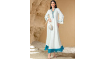 Ramadan Dubai Abaya Beaded Long Sleeve Arabic Robe Muslim Elegant Women Evening Party Gown1