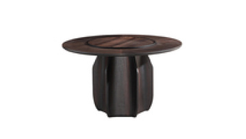 Wood Tempered Glass Strong Metal Round Dining Table1