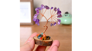 Wholesale Natural Crystal Chips Amethyst  Gravel Crystal Reiki Tree with Wooden Base1