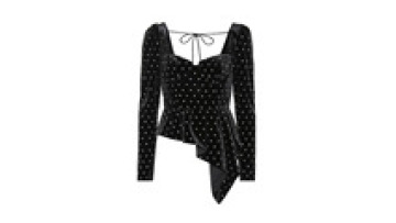 OEM Women New Fashion Design Black Irregular Velvet Dot Top1