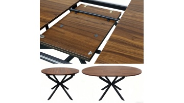 BR-25E03 Elegant Smart Extendable Dining Table with Walnut Finish for Modern Living Spaces