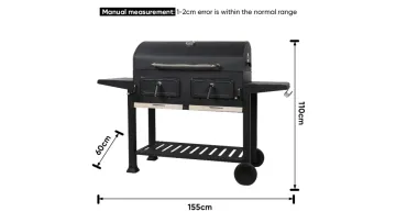 Manufacturer Supply 6-10 People Black Garden Luxury Barbecue Outdoor Smoker Large Charcoal Trolley BBQ Grill1