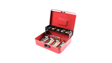 Upgraded Steel Combination Lock Euro Cash Money Boxes with 4 Spring-loaded Clips 5 Compartment Tray1