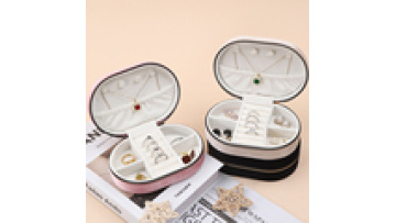 Custom logo Wholesale Luxury round zipper Box Necklace Ring Earrings Jewelry storage box Velvet jewelry box1