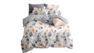 RANCHO Microfiber queen king size customized 5pcs duvet cover fitted sheet pillowcases with floral printing design1