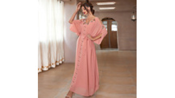 UNI Top Selling High Quality Muslim Women Abaya New Spring Summer Party Hand Work Diamonds  Islamic Clothing Abaya1