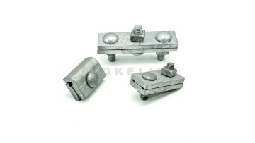 Display of different guy clamps and installation process