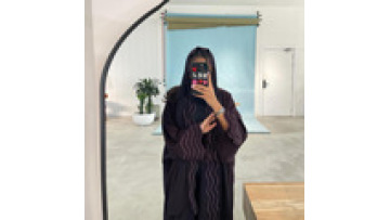 Ladies Abaya Set Solid Color Black Open Abaya V-neck Plus Size Embroidered Headscarf Abaya Dubai Best Selling Monsoon1