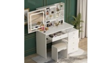 wholesale Bedroom Furniture Led Light White Color Optional Storage Dresser Makeup Vanity Dressing Table With LED1