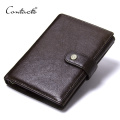 CONTACT'S Top Quality Genuine Cow Leather Wallet Men Hasp Design Short Purse With Passport Photo Holder For Male Clutch Wallets