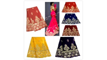 2021 latest african tulle george lace fabric african high quality gold sequins nigerian embroidery tulle french fabric1