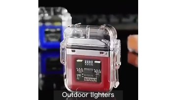 New Design Clear Waterproof Dual USB Rechargeable Arc Lighter LED Flashlight Outdoor Camping electric Lighter Mini Flashlight1