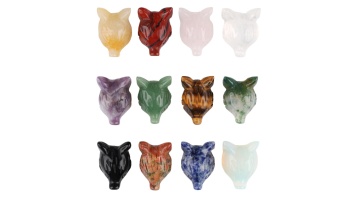 Handmade Craved Animal Fox Head Ornament SP1962-25MM-A