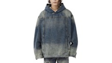 OEM Quality Vintage Washed Oversized Hoodie Branded 100% Cotton Denim Hoodies Men1