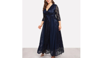 Hot Selling V-neckline XXXXL High Waist Lace prom dress for fat women1