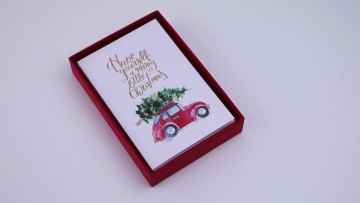 Custom Design Print Fold Gold Foil Christmas Tree Happy Holidays Merry Christmas Greeting Cards With In A Box Manufacturers1