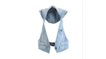 2022 Women's Summer Sexy Slim Fit Short Hanging Hooded Jeans Vest Jacket1